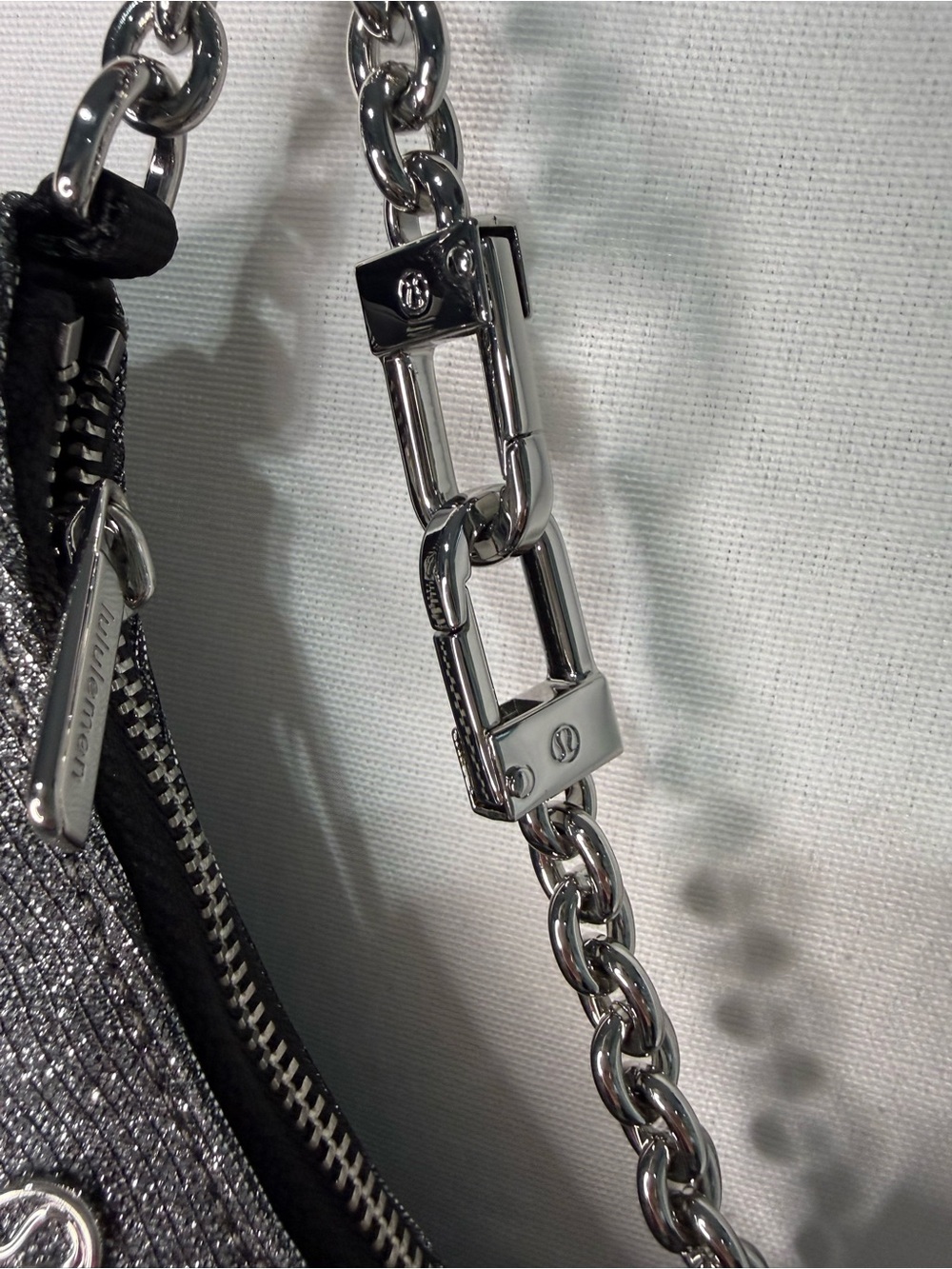 NWT Lululemon City Essential Nano Shoulder Bag Glitter Mini Shoulder Bag- Silver - Picture 4 of 6